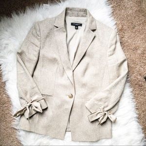 NEW Ann Taylor Tie Sleeve Linen Blend Blazer 6